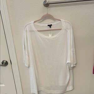 Talbots White Short Sleeve Linen Top